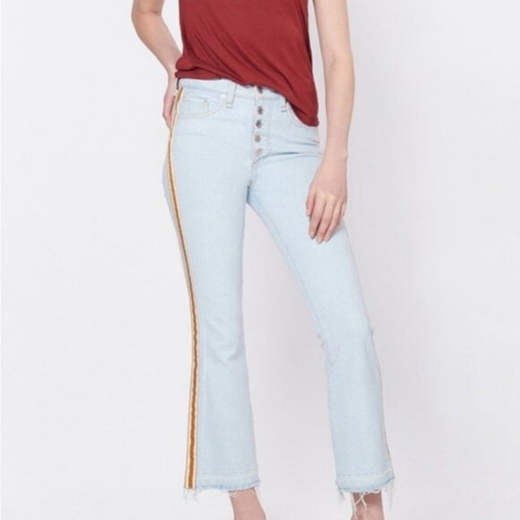 Veronica Beard Carolyn 10" Baby Boot Stripe Jeans 25 - Picture 1 of 13